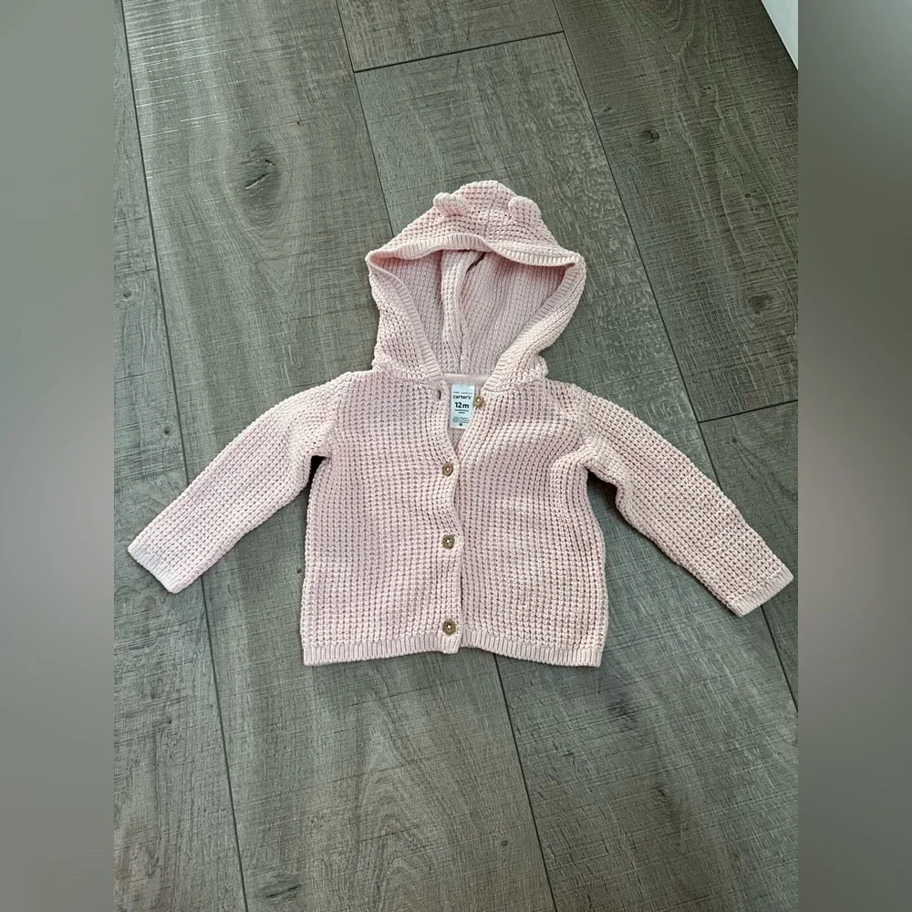 Carter's Baby Pink Hooded Cardigan 12 Months